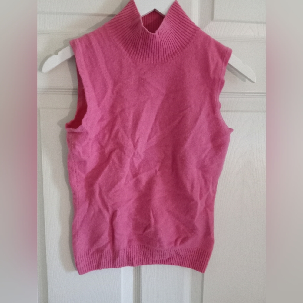 Privé Soft Pink Cashmere Sleeveless Turtleneck Sweater- Size S - New Without Tag - Picture 3 of 5